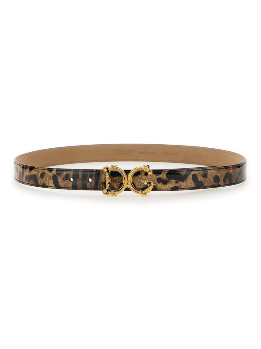 DOLCE & GABBANA Dg Leopard-print Patent Leather Belt In Multi Product Image