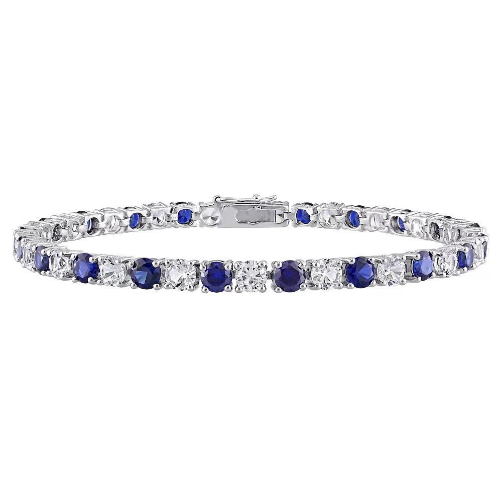 Stella Grace Sterling Silver Lab-Created Blue & White Sapphire Tennis Bracelet, Women's, Size: 7.25" Product Image