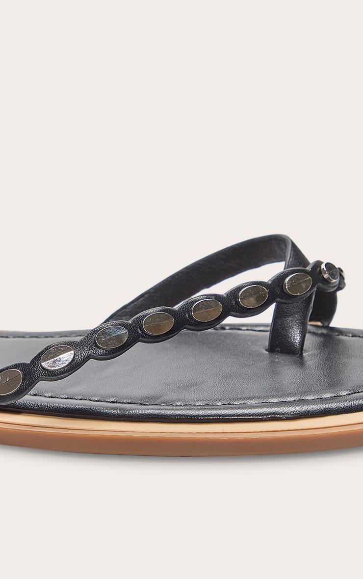 Black Toe Thong Gold Hardware Sandals Product Image