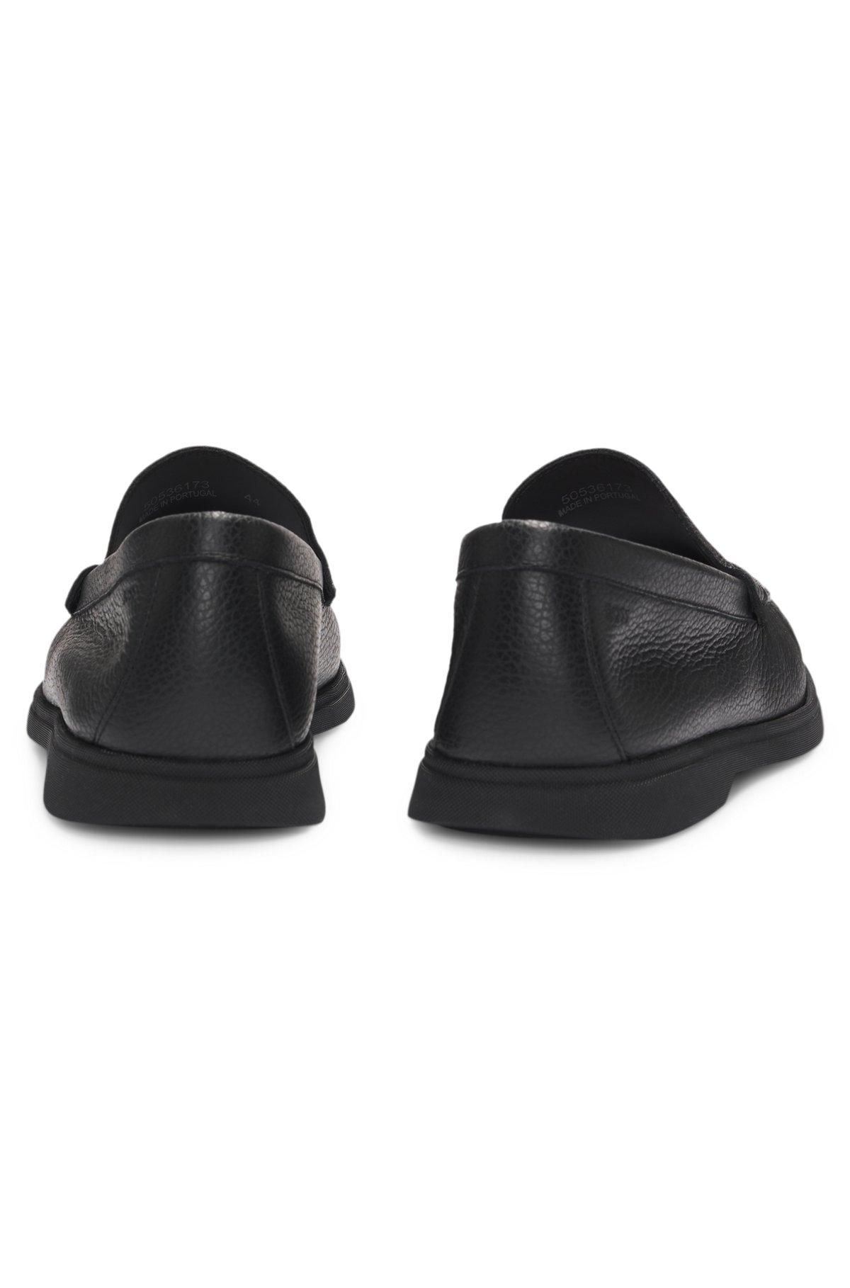 Tumbled-leather moccasins with logo detail Product Image