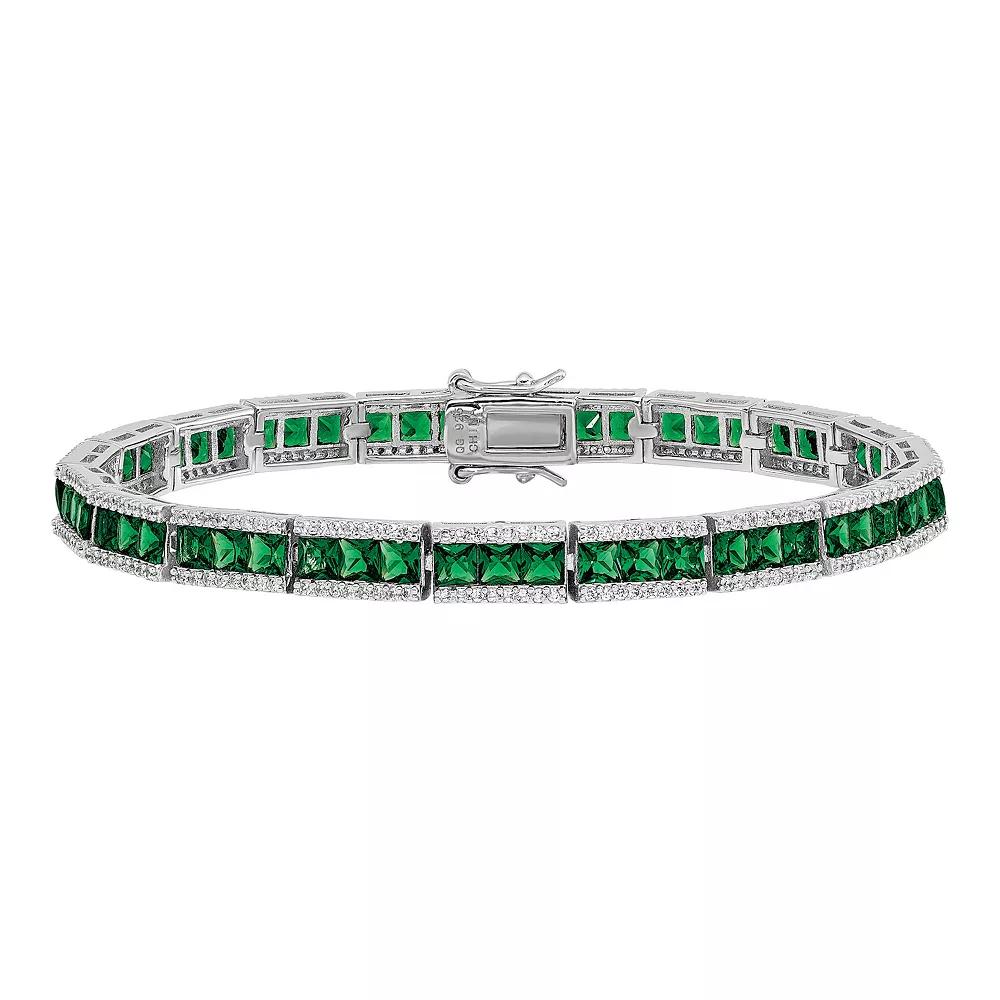 Sophie Miller Sterling Green Crystal & Cubic Zirconia Bracelet, Women's,  Product Image