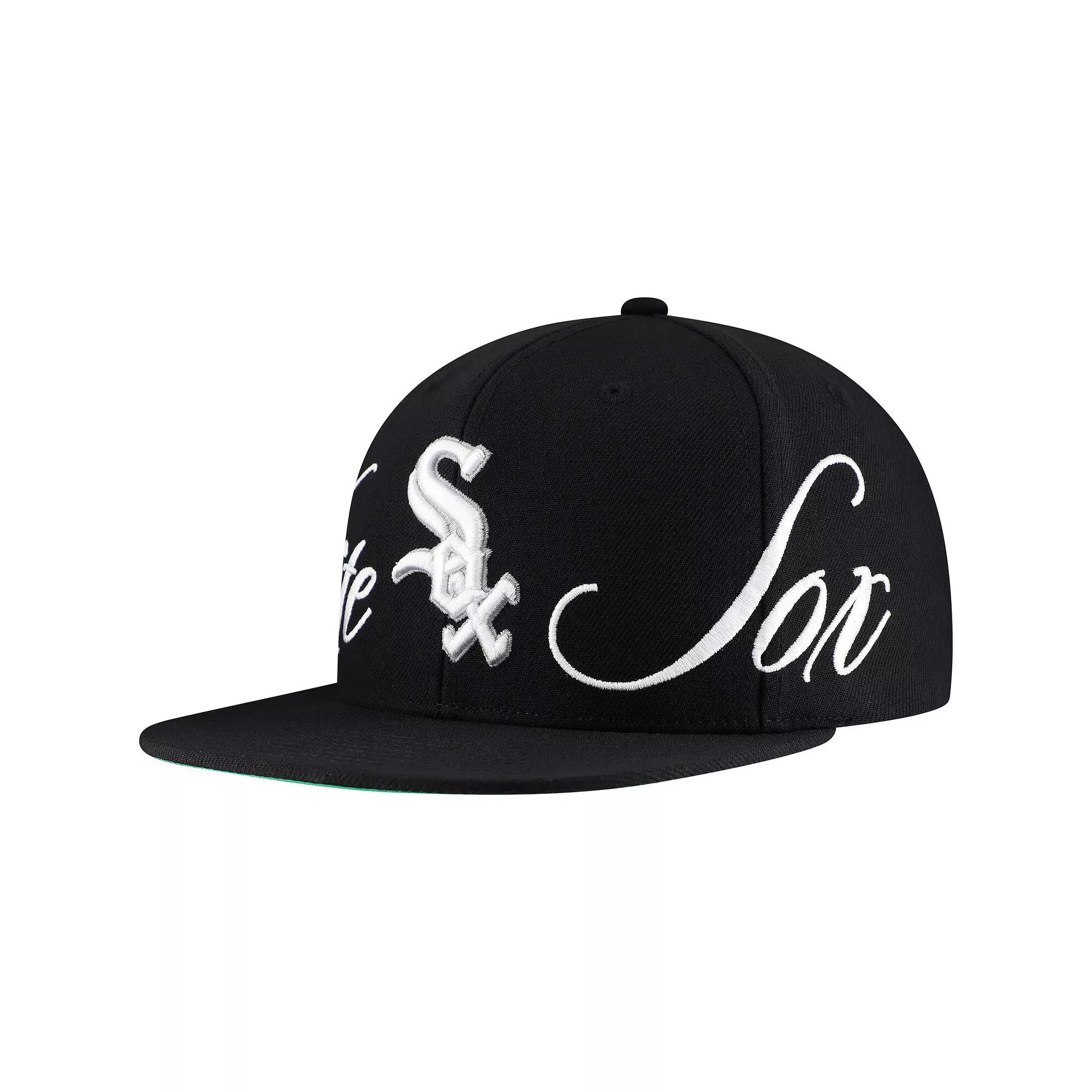 Men's Mitchell & Ness Black Chicago White Sox Just Don x MLB Lux Script Snapback Hat Product Image