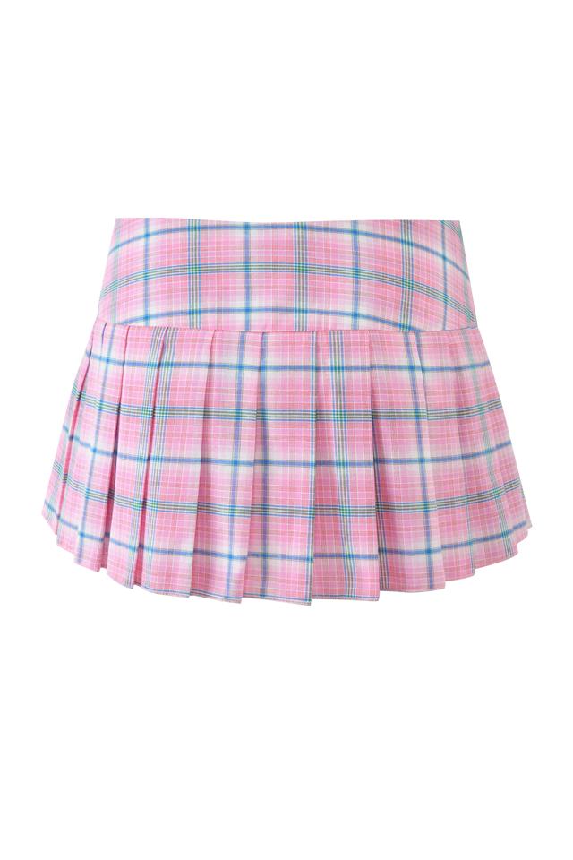 REMINI SKORT - PINK PLAID Product Image