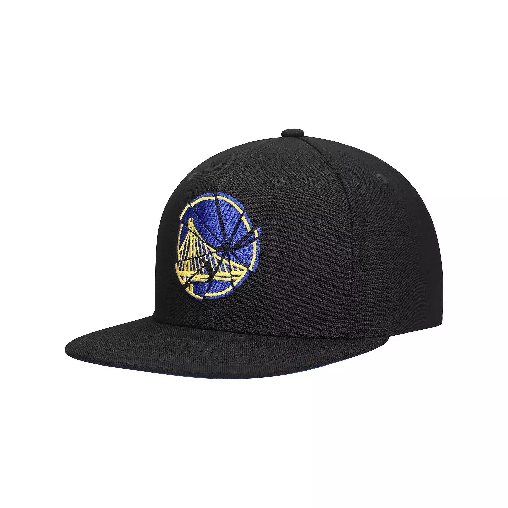 Men's Mitchell & Ness Black Golden State Warriors Shattered Snapback Hat Product Image
