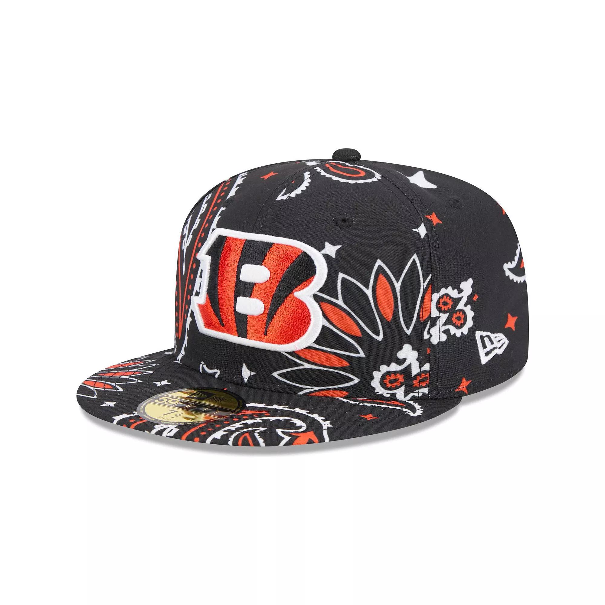Men's New Era Black Cincinnati Bengals Paisley 59FIFTY Fitted Hat,  Product Image