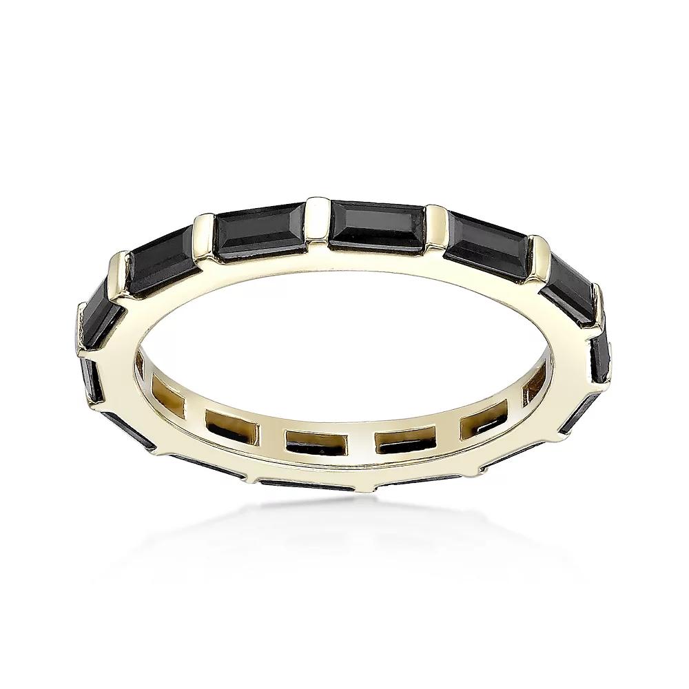 Gemminded 18k Gold Over Silver Black Spinel Ring, Womens Gold Tone Product Image