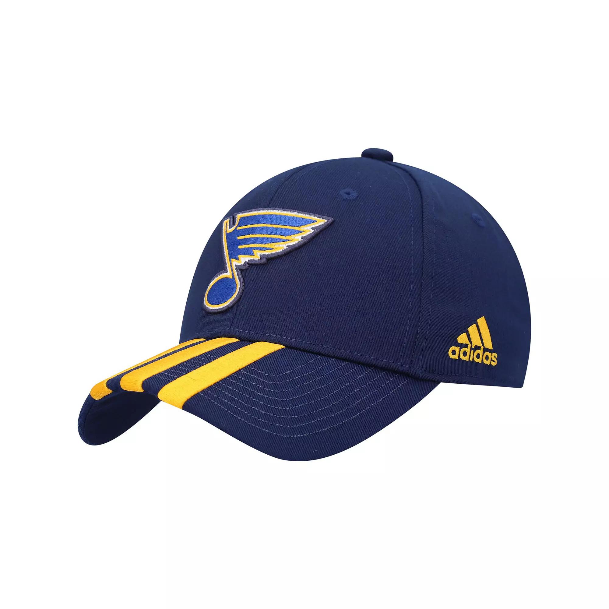 Men's adidas Navy St. Louis Blues Locker Room Primegreen Three Stripe Adjustable Hat Product Image