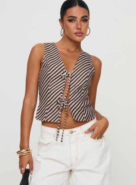 Lishar Top Brown Stripe Product Image