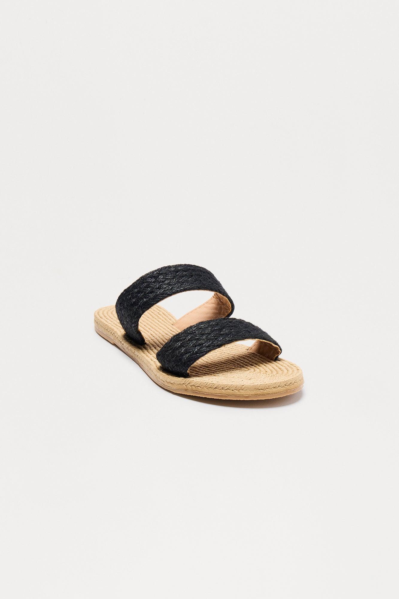Coconut Jute Slip On Sandals - Black Female Product Image