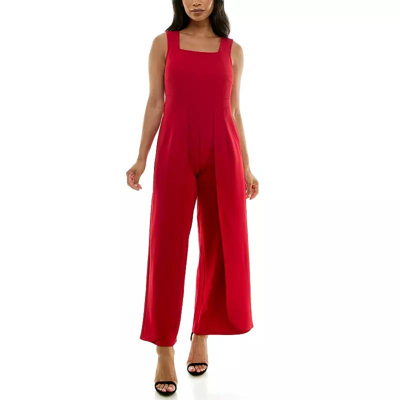 Women's Nina Leonard Squareneck Wide-Leg Jumpsuit,  Product Image