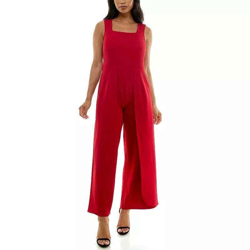 Women's Nina Leonard Squareneck Wide-Leg Jumpsuit,  Product Image