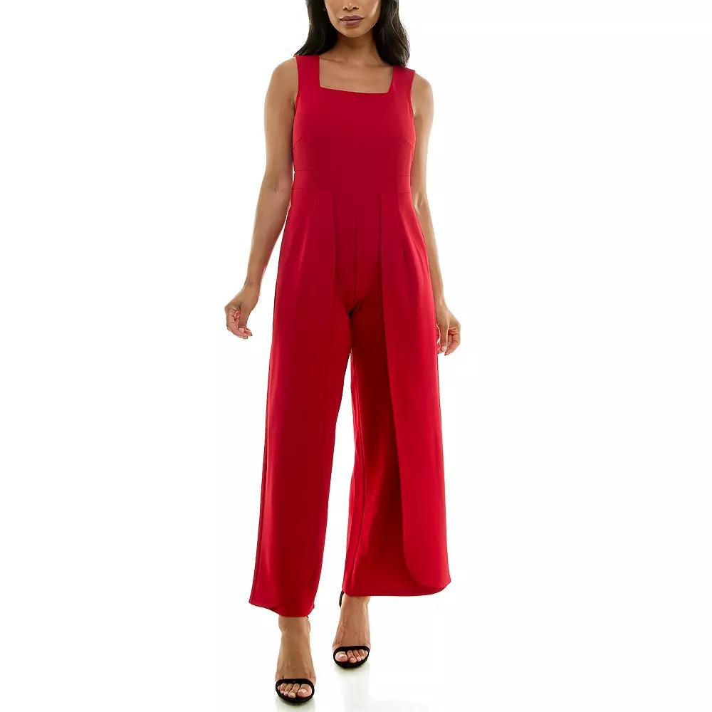 Women's Nina Leonard Squareneck Wide-Leg Jumpsuit,  Product Image