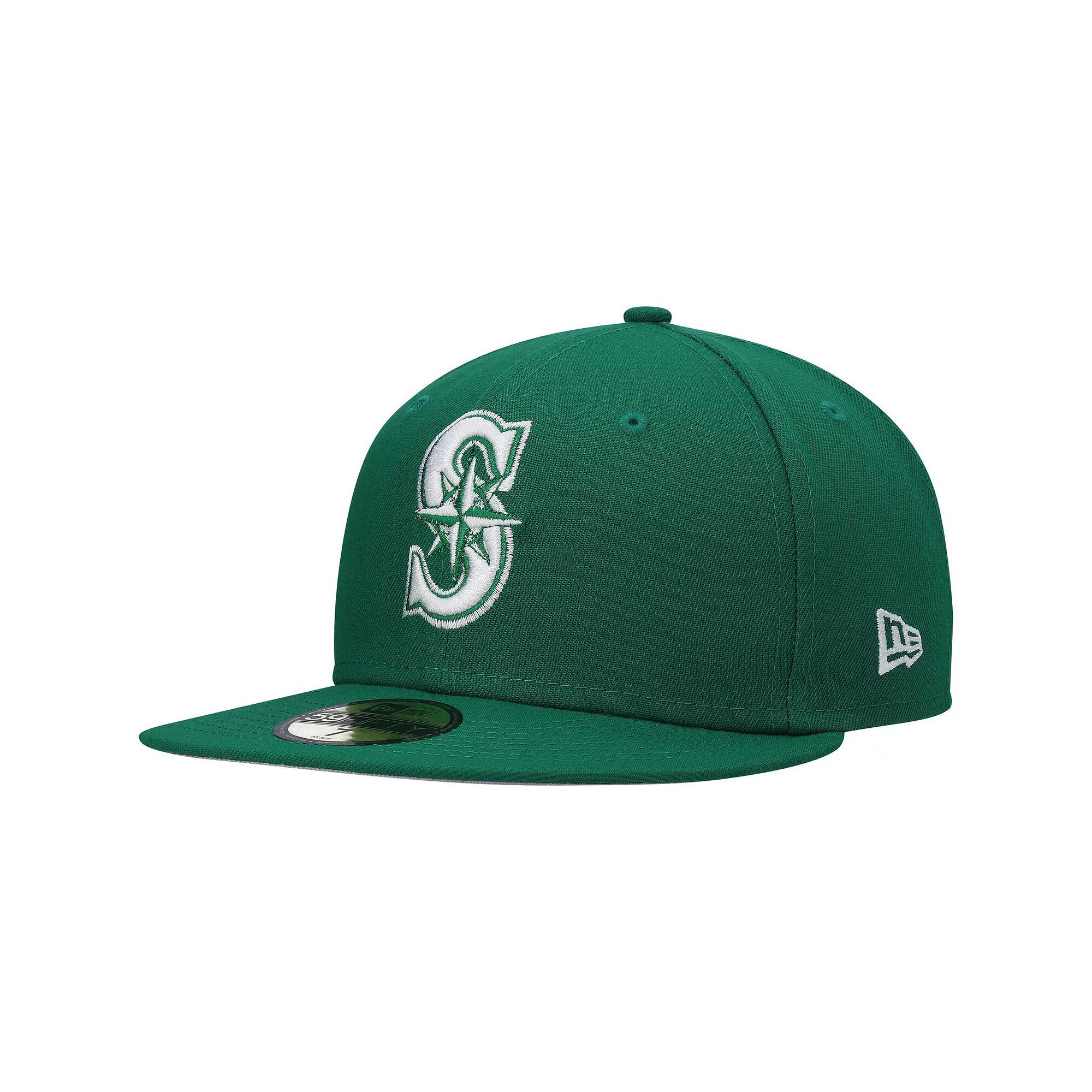 Men's New Era Kelly Green Seattle Mariners Logo White 59FIFTY Fitted Hat, Size: 7 3/8 Product Image