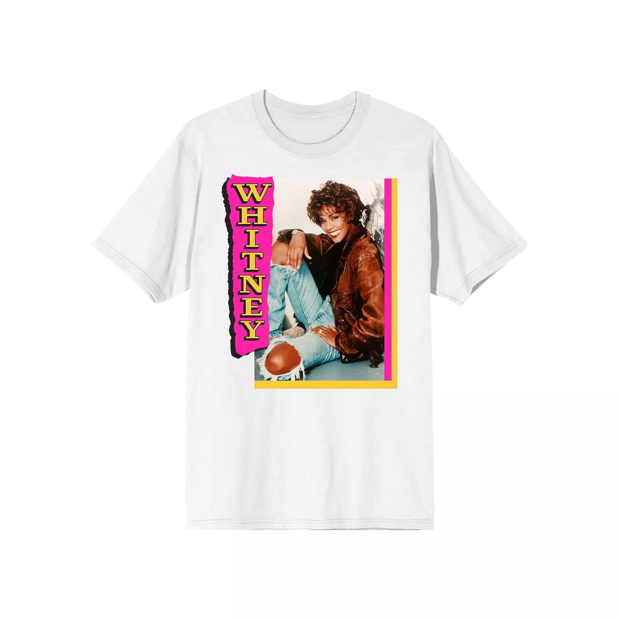 Men's Whitney Houston 90s Photo Tee, Size: Medium, White Product Image
