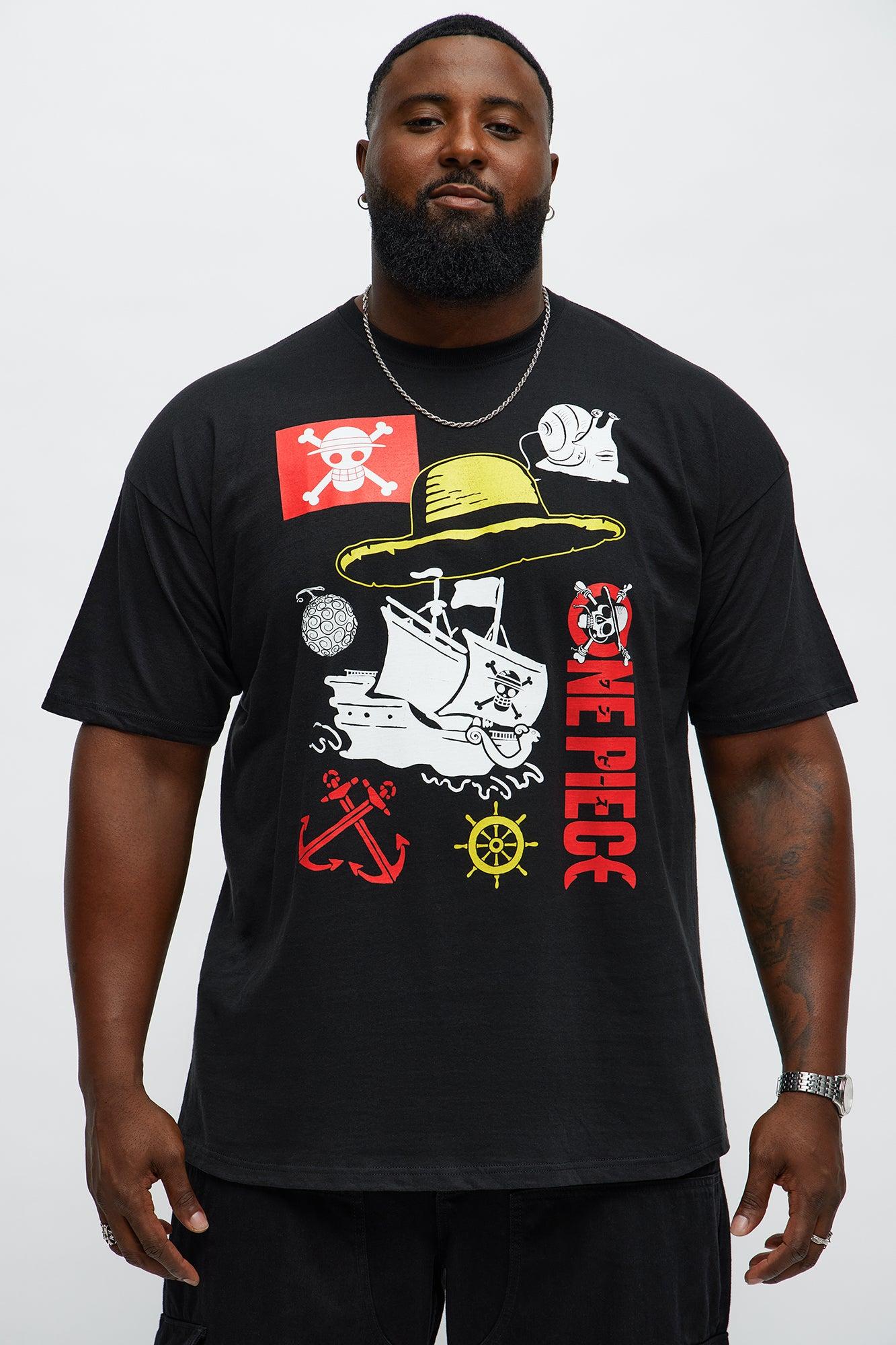 One Piece Straw Hat Ship Short Sleeve Tee - Black Male Product Image