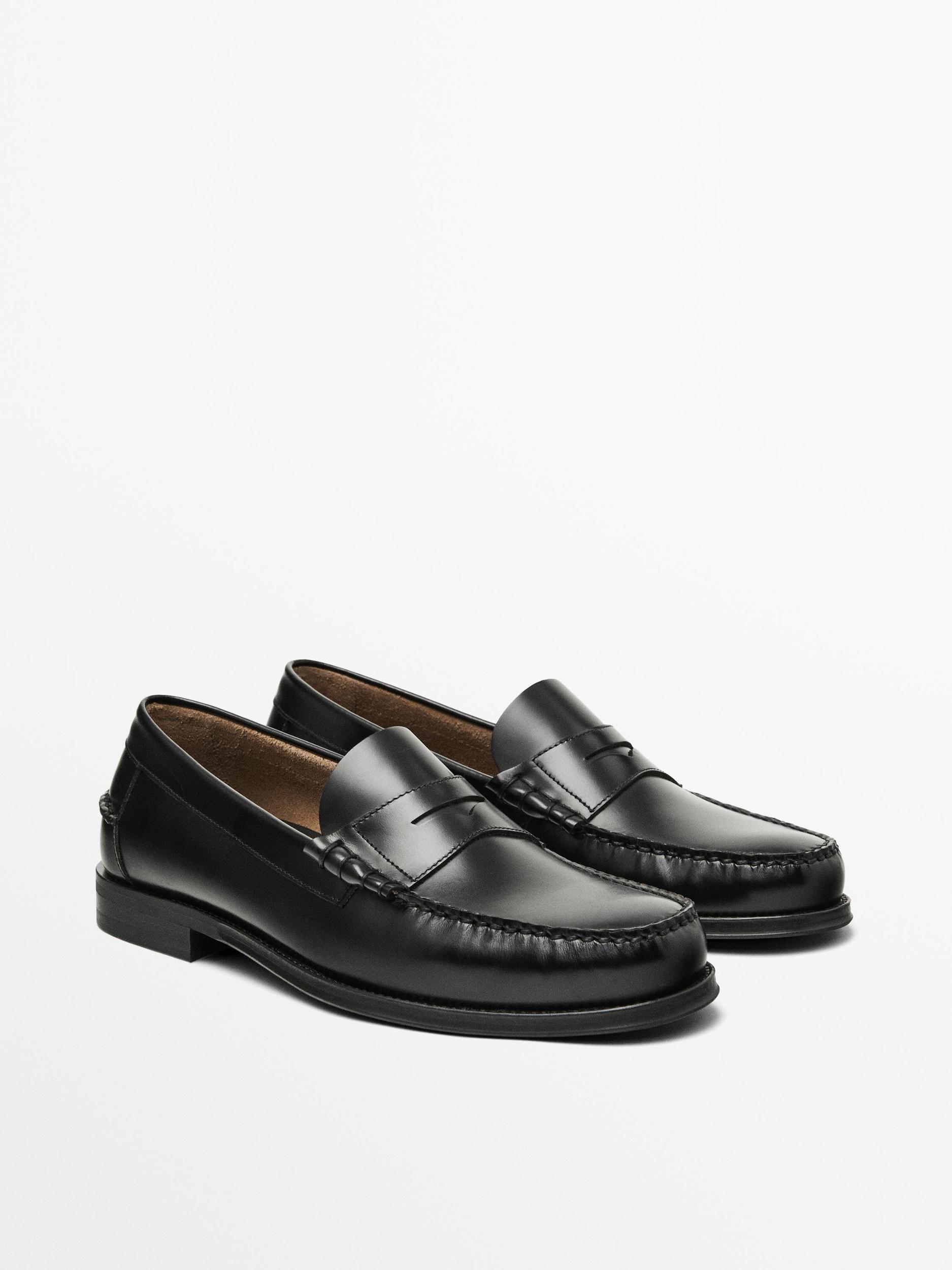 Leather loafers with penny strap Product Image