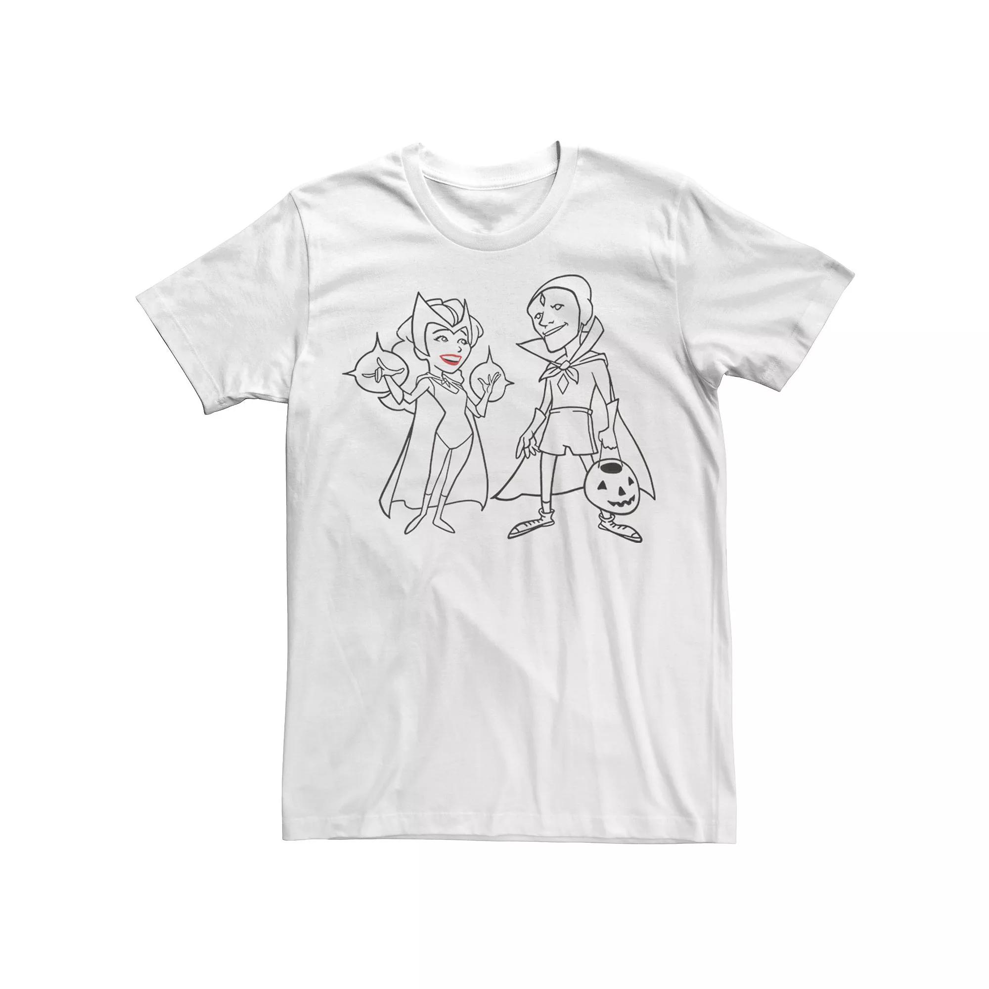 Big & Tall Marvel WandaVision Halloween Scarlet Witch & Vision Line Art Tee, Men's,  Product Image