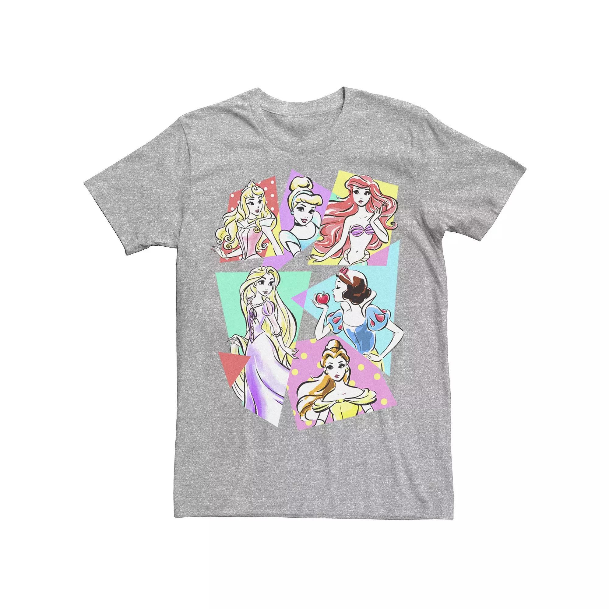 Men's Disney Princesses Neon Pop Art Sketch Tee, Size: 3XL, Athletic Grey Product Image