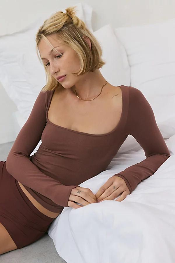 Out From Under Ruby Square Neck Long Sleeve Cropped Tee Womens at Urban Outfitters Product Image