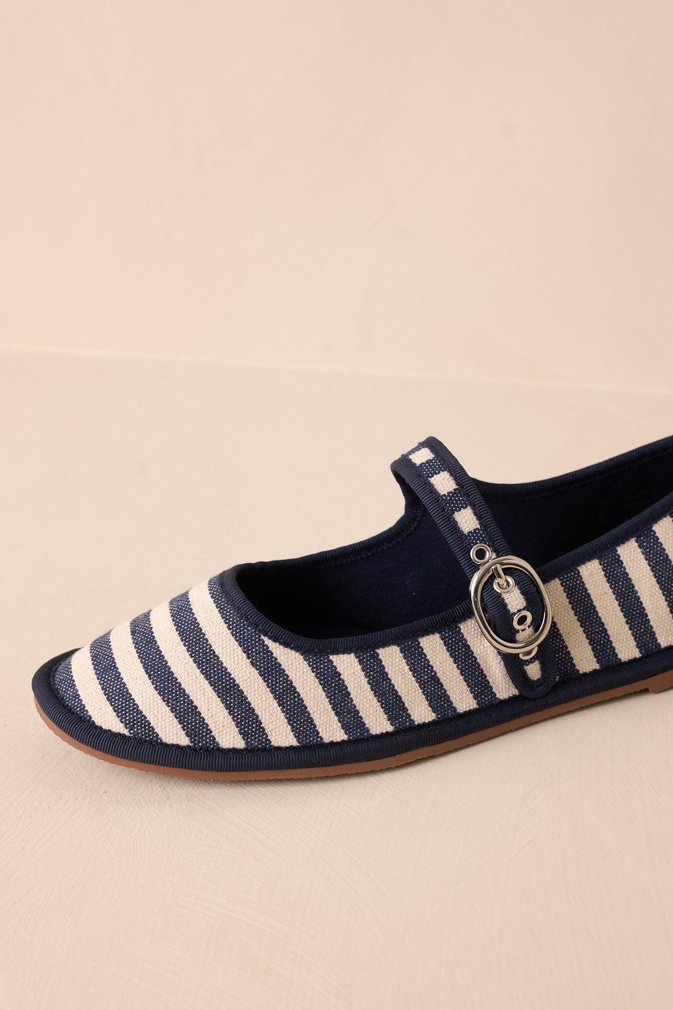 Saltwater Stroll Navy Stripe Mary Jane Flats Product Image