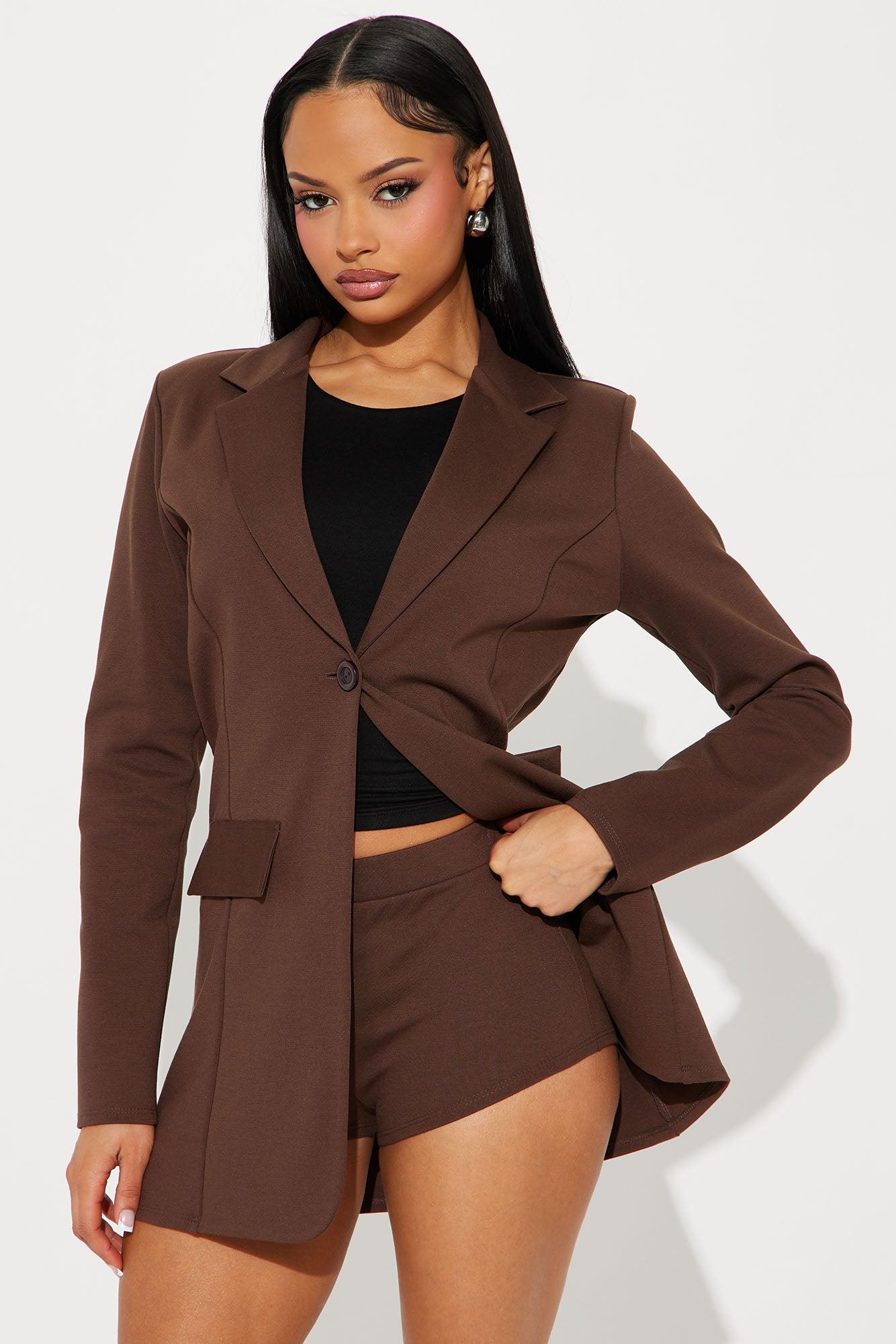 Cindy Blazer And Micro Short Set - Chocolate Product Image