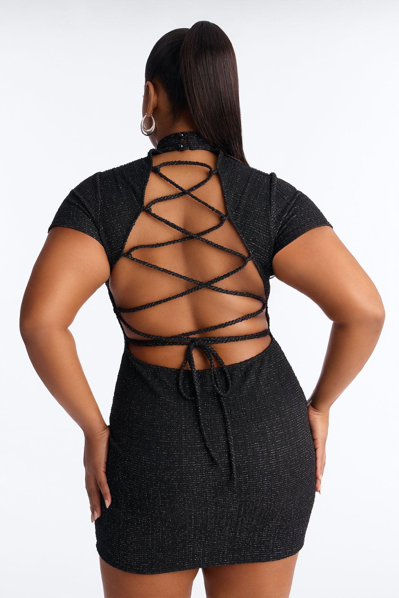Morgan Short Sleeve Tweed Mini Dress - Black Female Product Image
