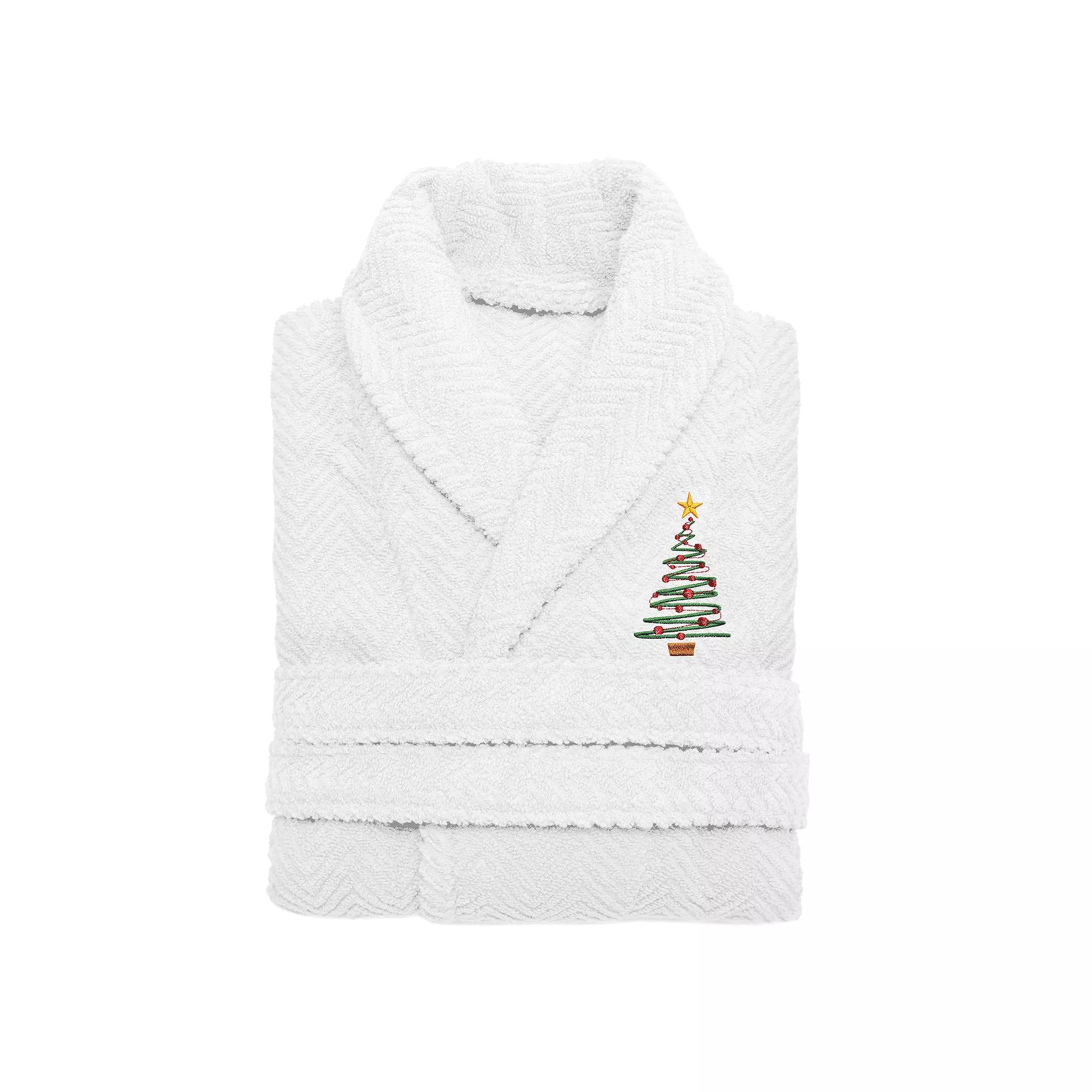 Linum Home Textiles Turkish Cotton Herringbone Weave Embroidered Christmas Tree Bathrobe, Adult Unisex,  Product Image