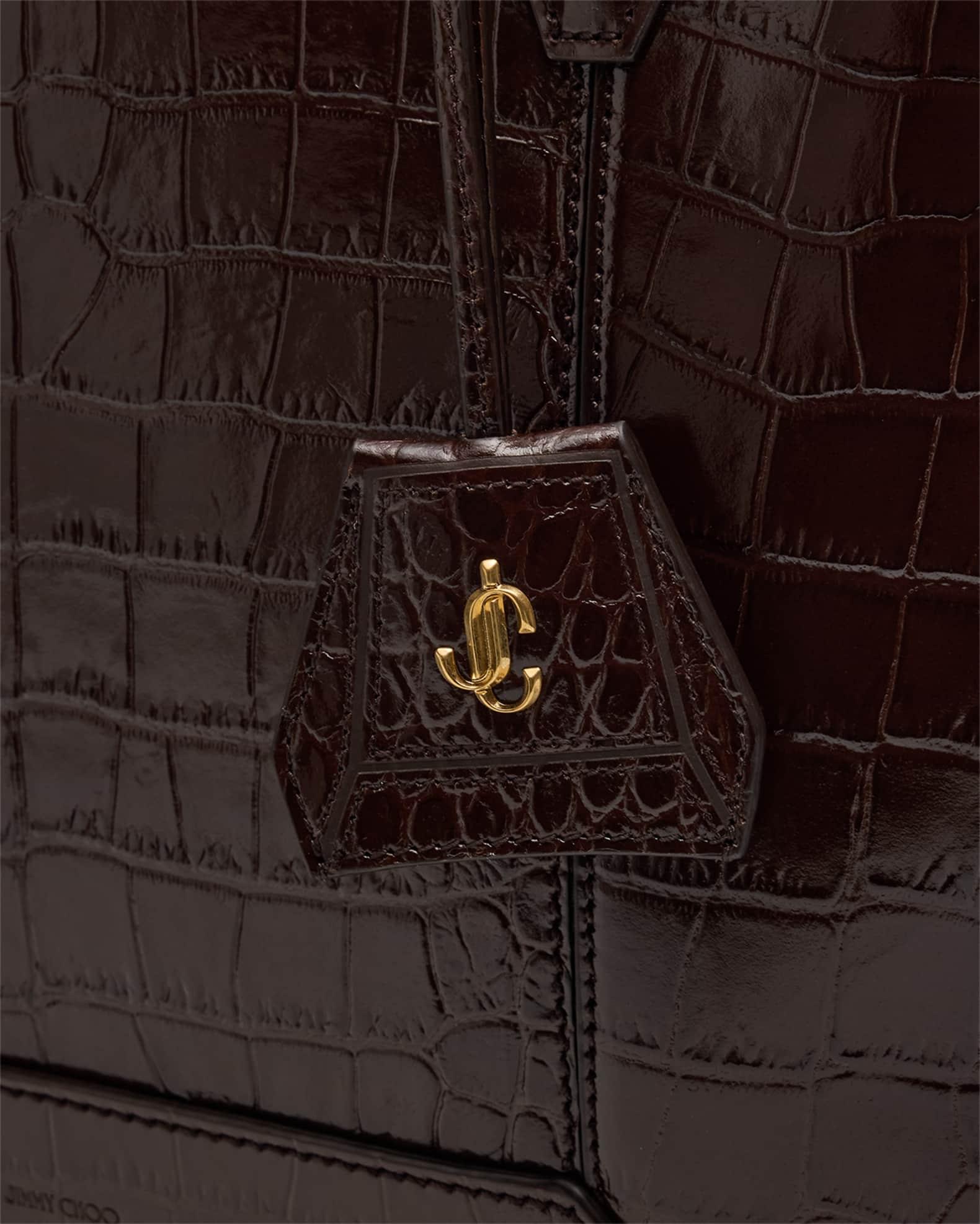Diamond Medium Croc-Embossed Leather Hobo Bag Product Image