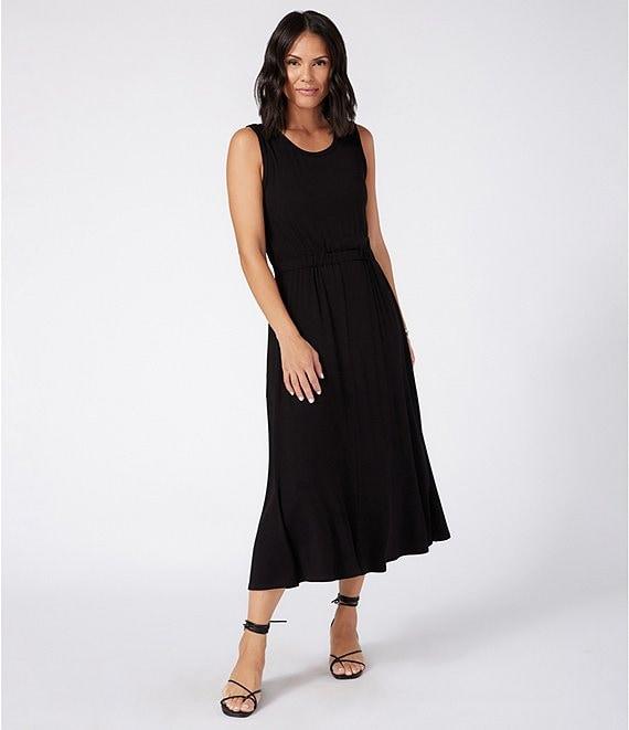 Karen Kane Sleeveless Cinched Waist Crew Neck Artisan Midi Dress Product Image