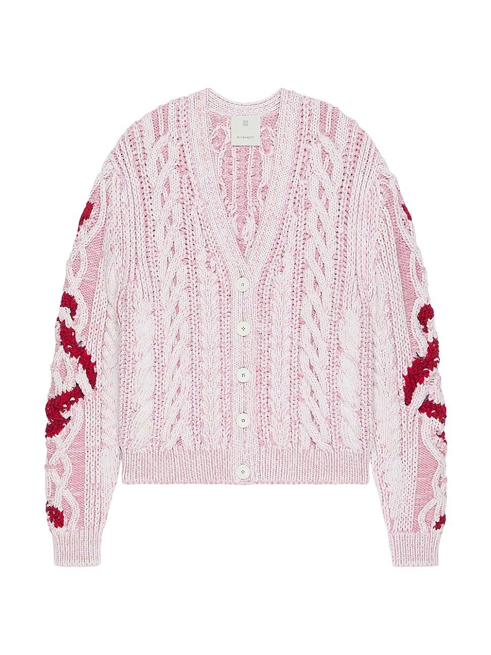 Womens Cardigan in Cable Knit with Snake Jacquard Product Image