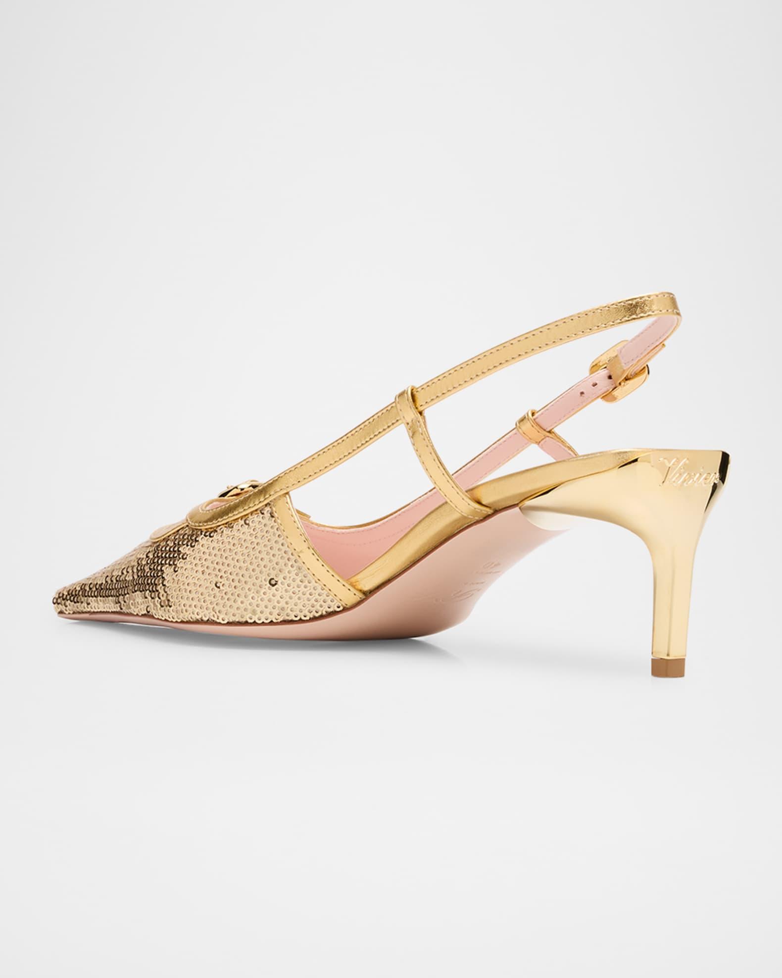 Sequin Buckle Slingback Pumps Product Image