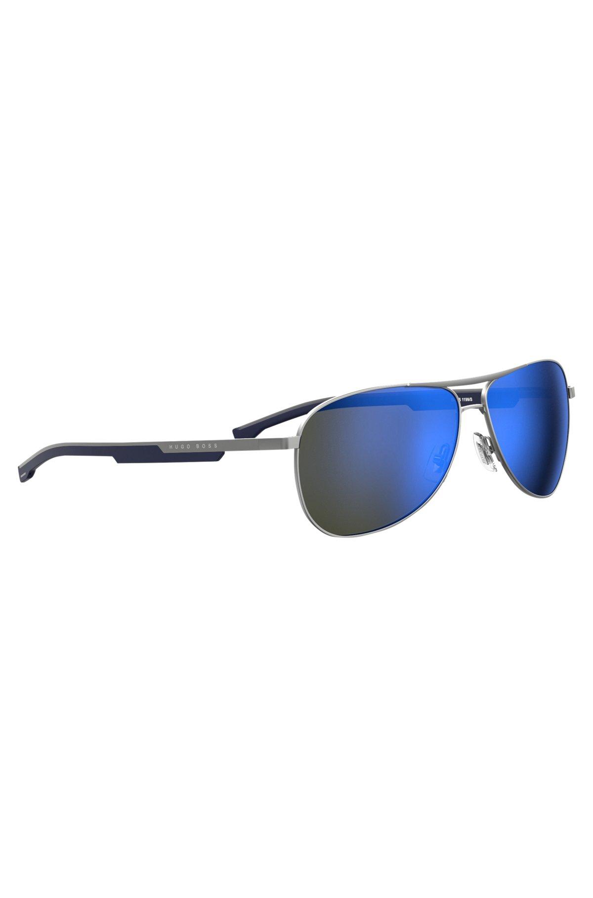 BOSS - Sporty metal sunglasses with blue accents Product Image
