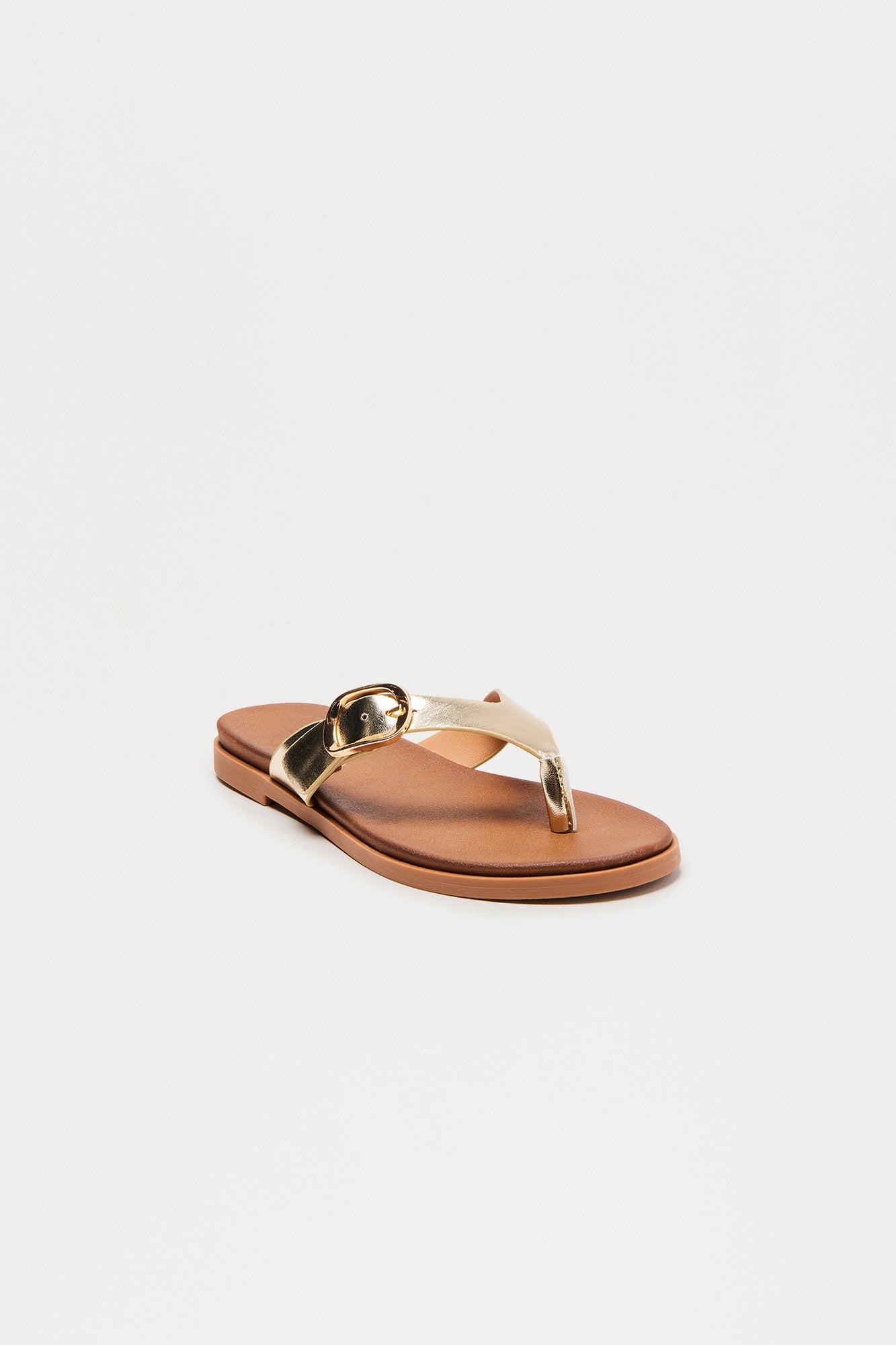 Dott Buckle Flip Flops - Gold Female Product Image