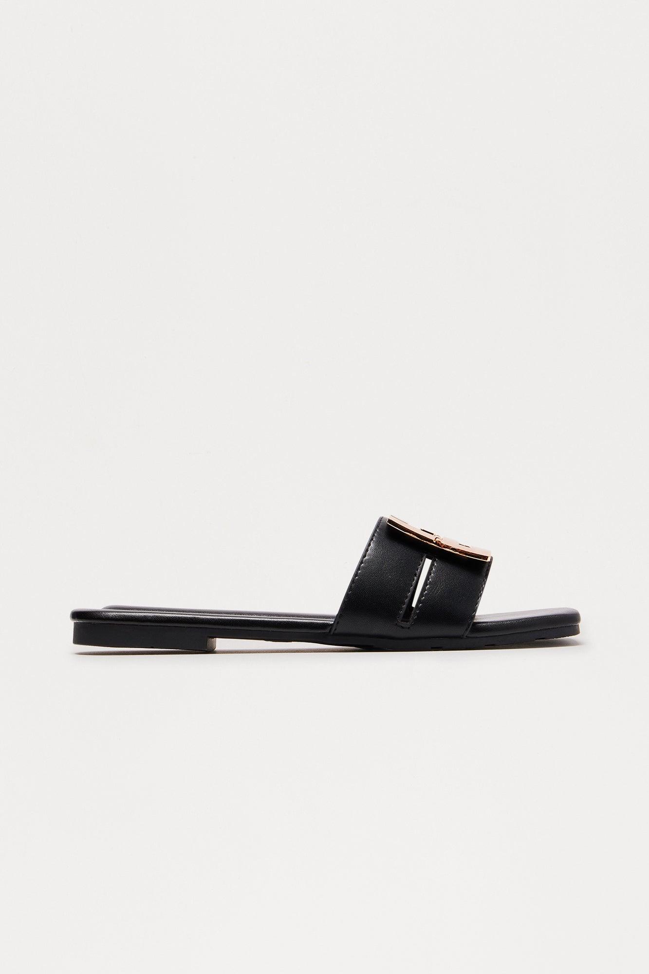 Mirelle Hardware Slip On Sandals - Black Female Product Image