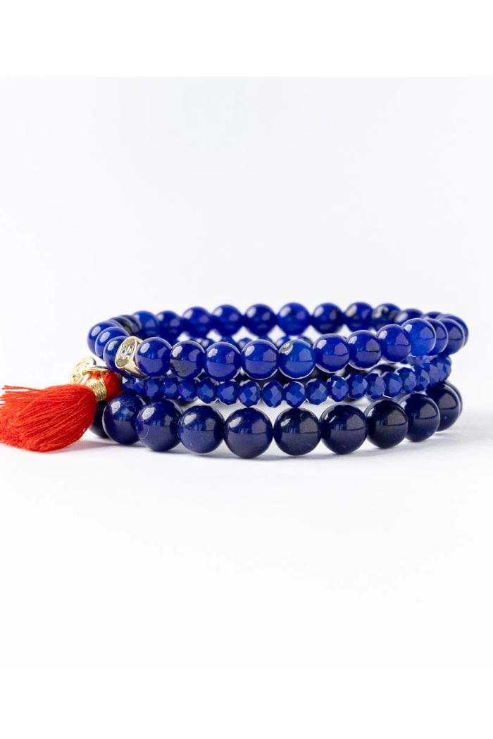 Addison Set Of 3 Stretch Bracelets Glass And Crystal With Bag Product Image