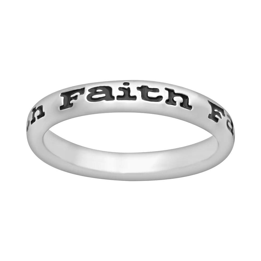 Stacks & Stones Sterling Silver Black Enamel "Faith" Stack Ring, Women's, Size: 6 Product Image