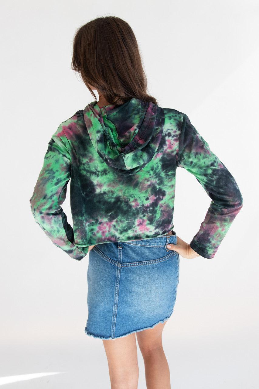 Trippy Frog Tie Dye Cropped Hoodie Product Image