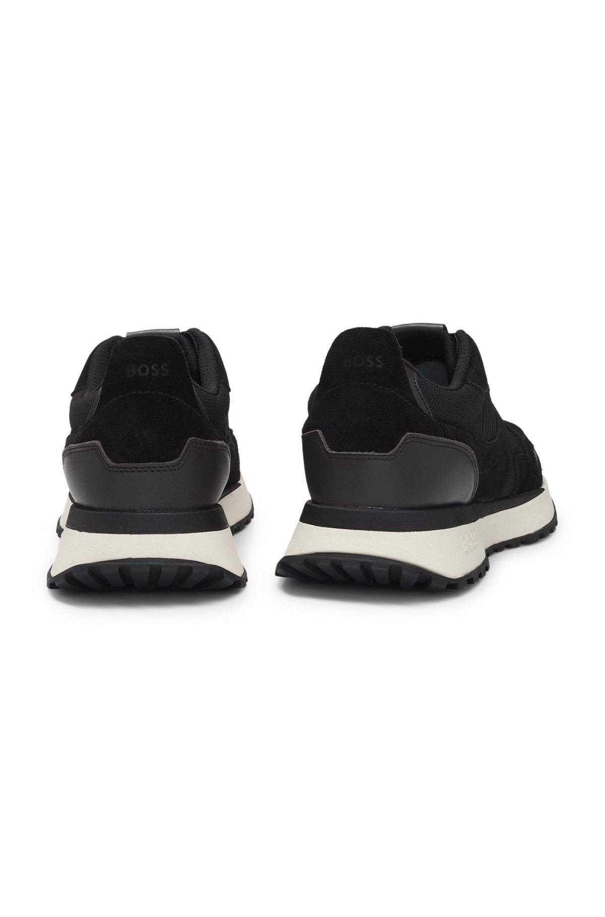 Trainers with knit and burnished-leather trims Product Image