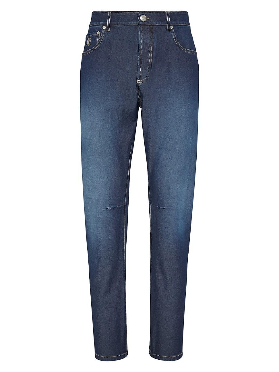 Mens Denim Leisure Fit Five Pocket Jeans Product Image