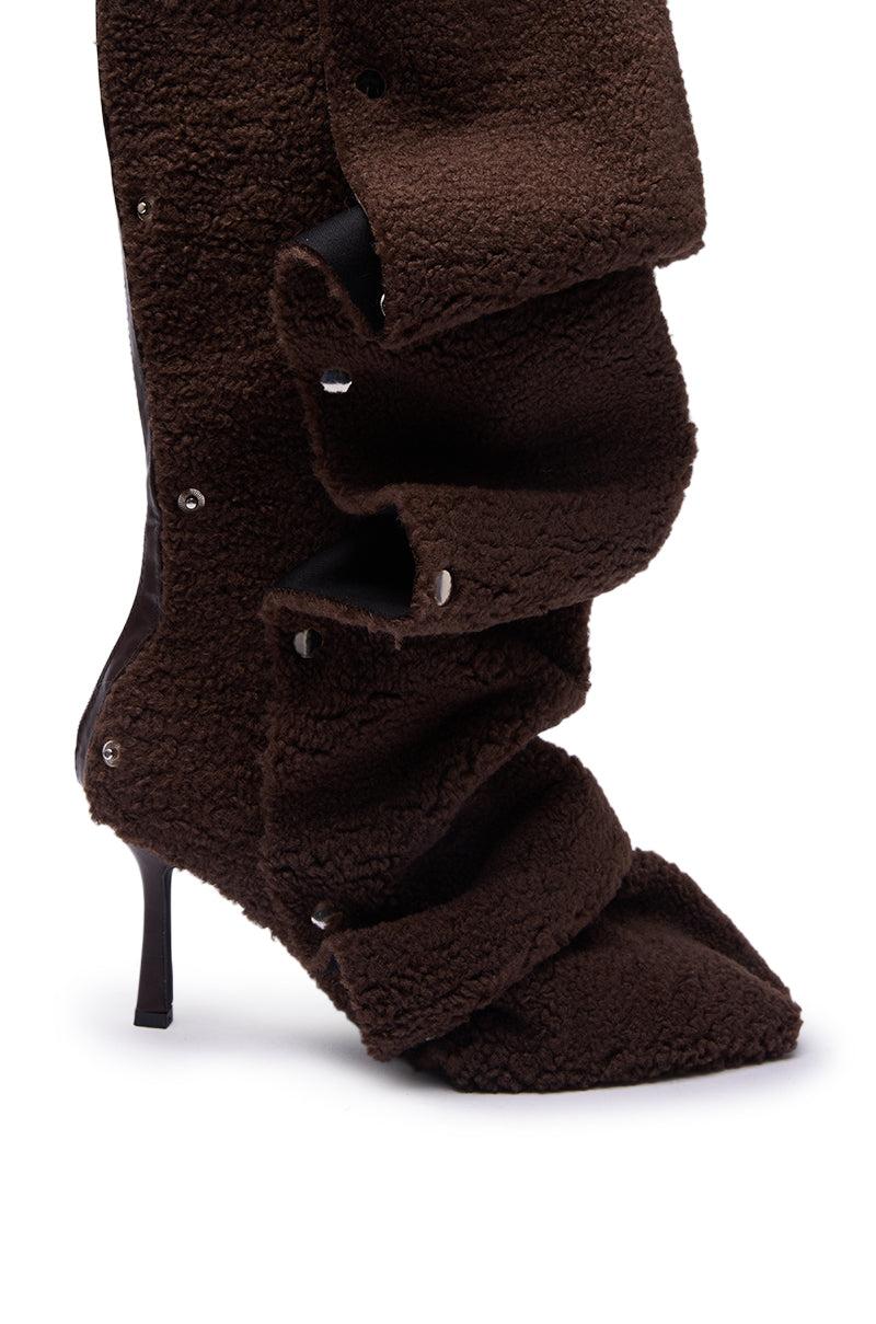 AZALEA WANG FABIAN BROWN SHERPA FOLDED DETAIL BOOT Product Image