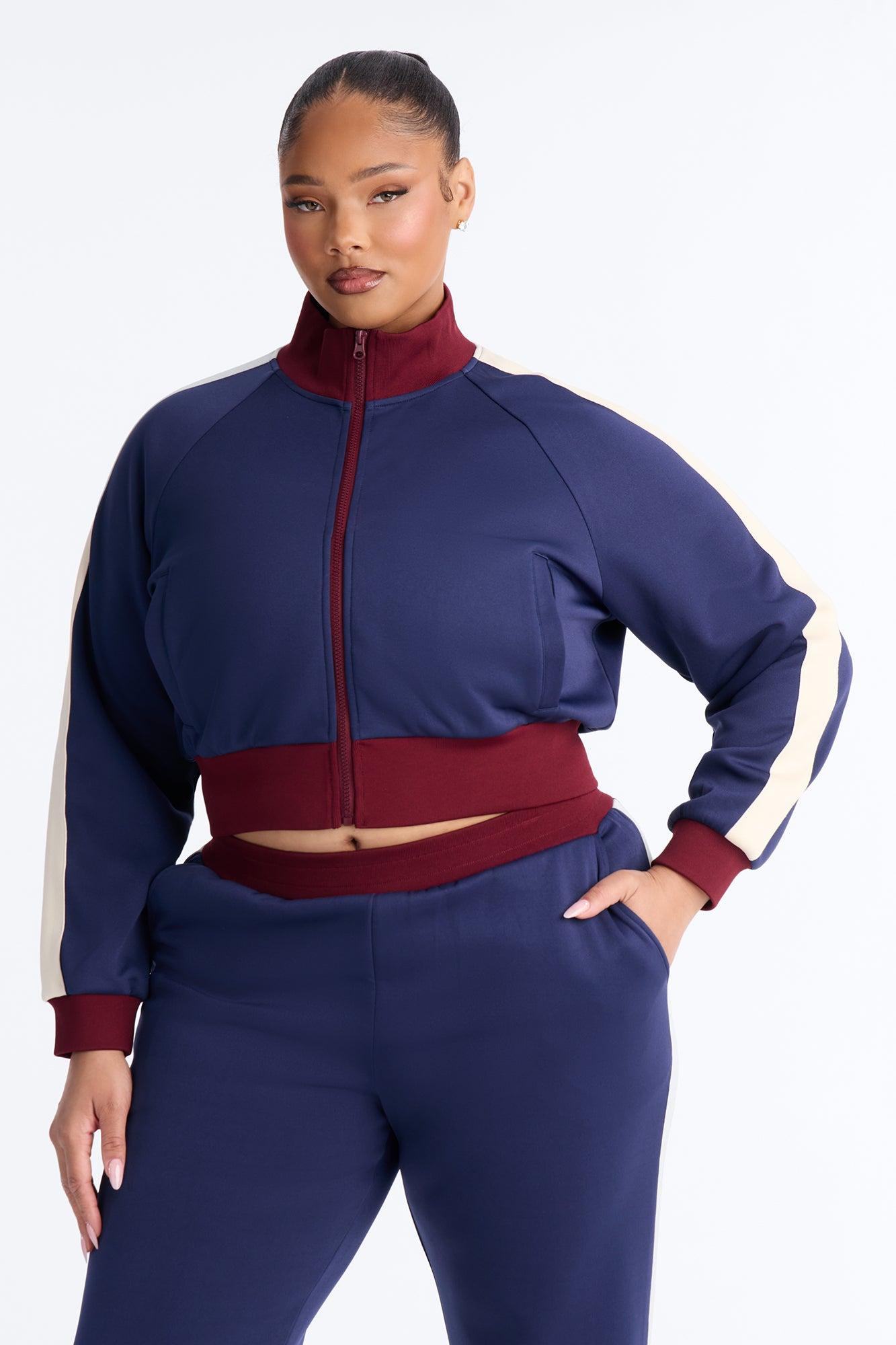 Power Trip Scuba Funnel Neck Jacket - Navy/combo Female Product Image