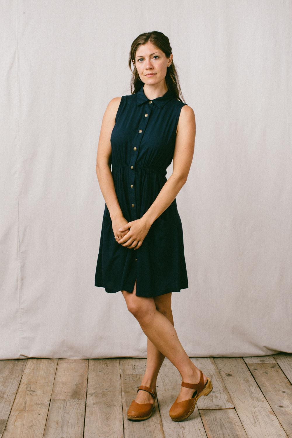 Mona Dress in Navy Challis Product Image