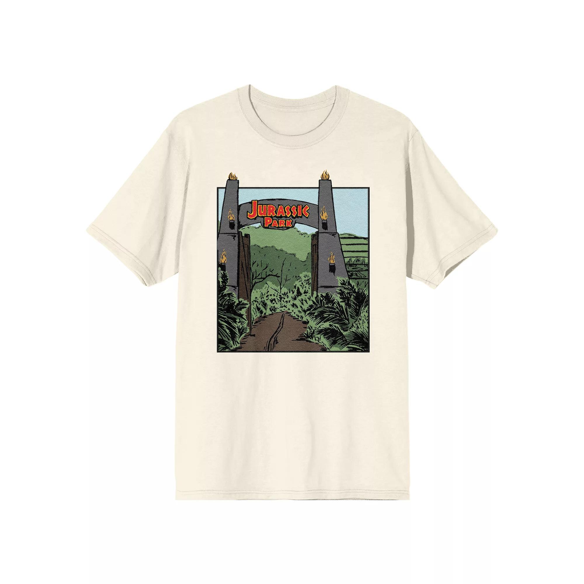 Men's Jurassic Park Open Gate Graphic Tee, Size: Small, Beige Product Image