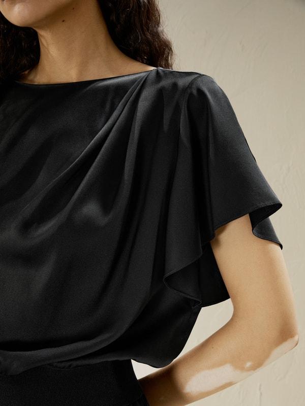 LILYSILK Silk Tshirt Women Black Breathable Basic Meticulously Crafted Seams High Quality Silk Fibers XL Product Image