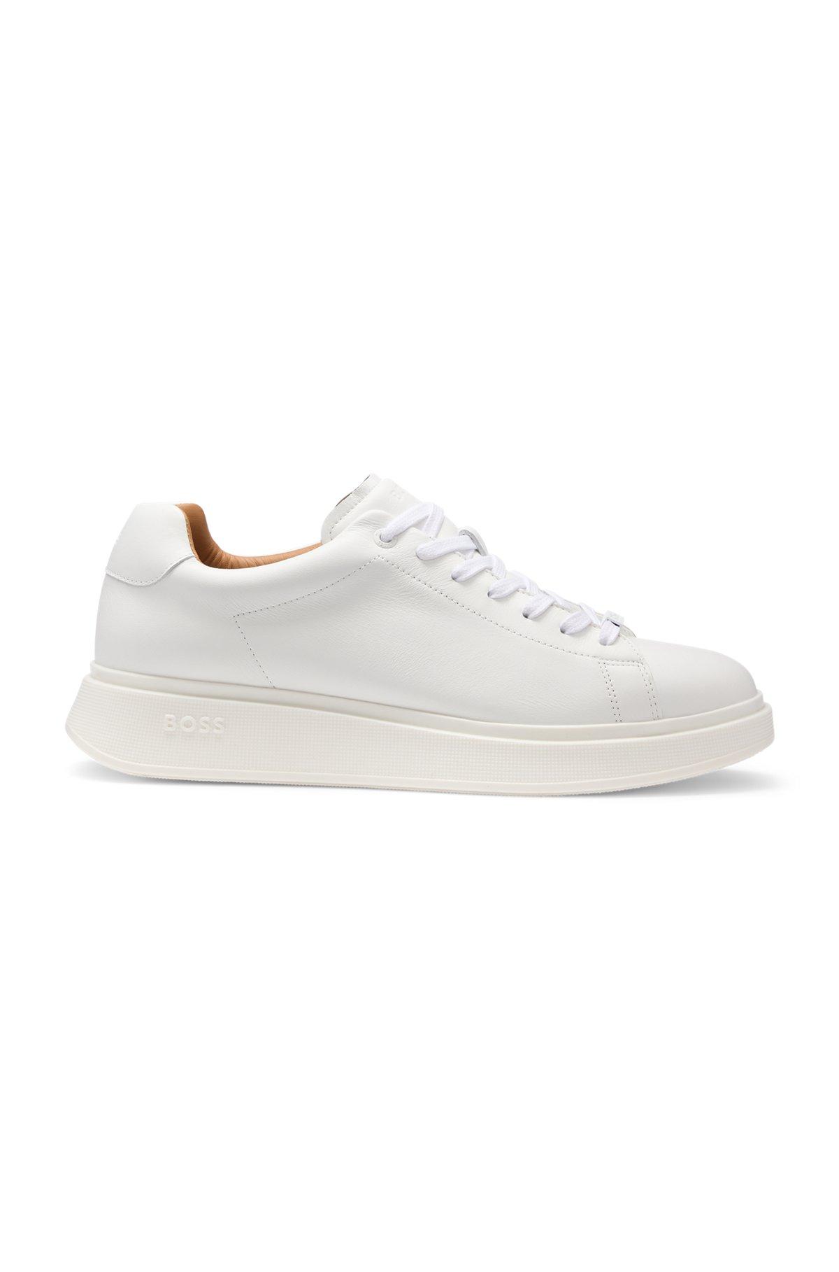 BOSS - Leather trainers with rubber outsole - White Product Image