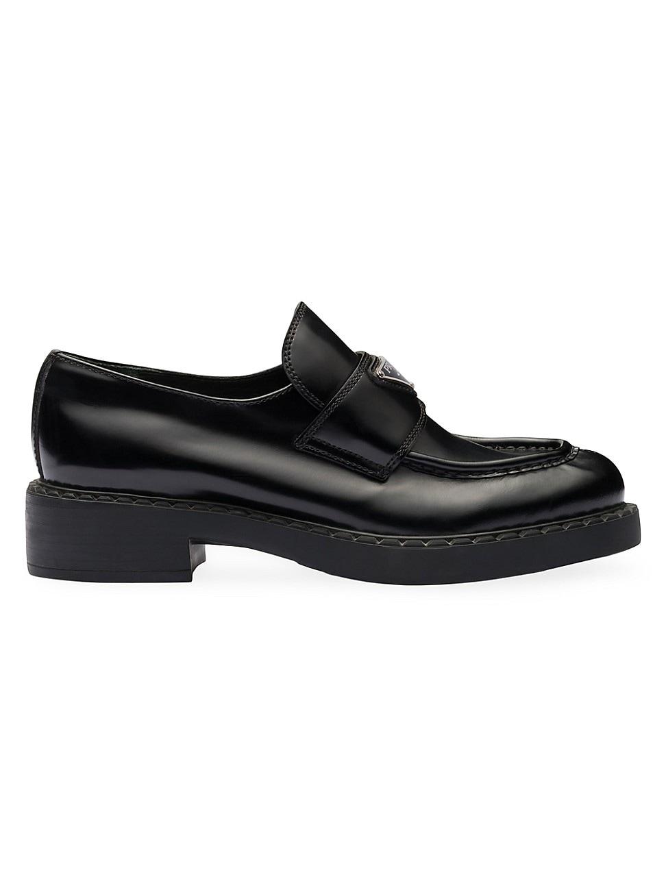 Leather Triangle Logo Loafers Product Image