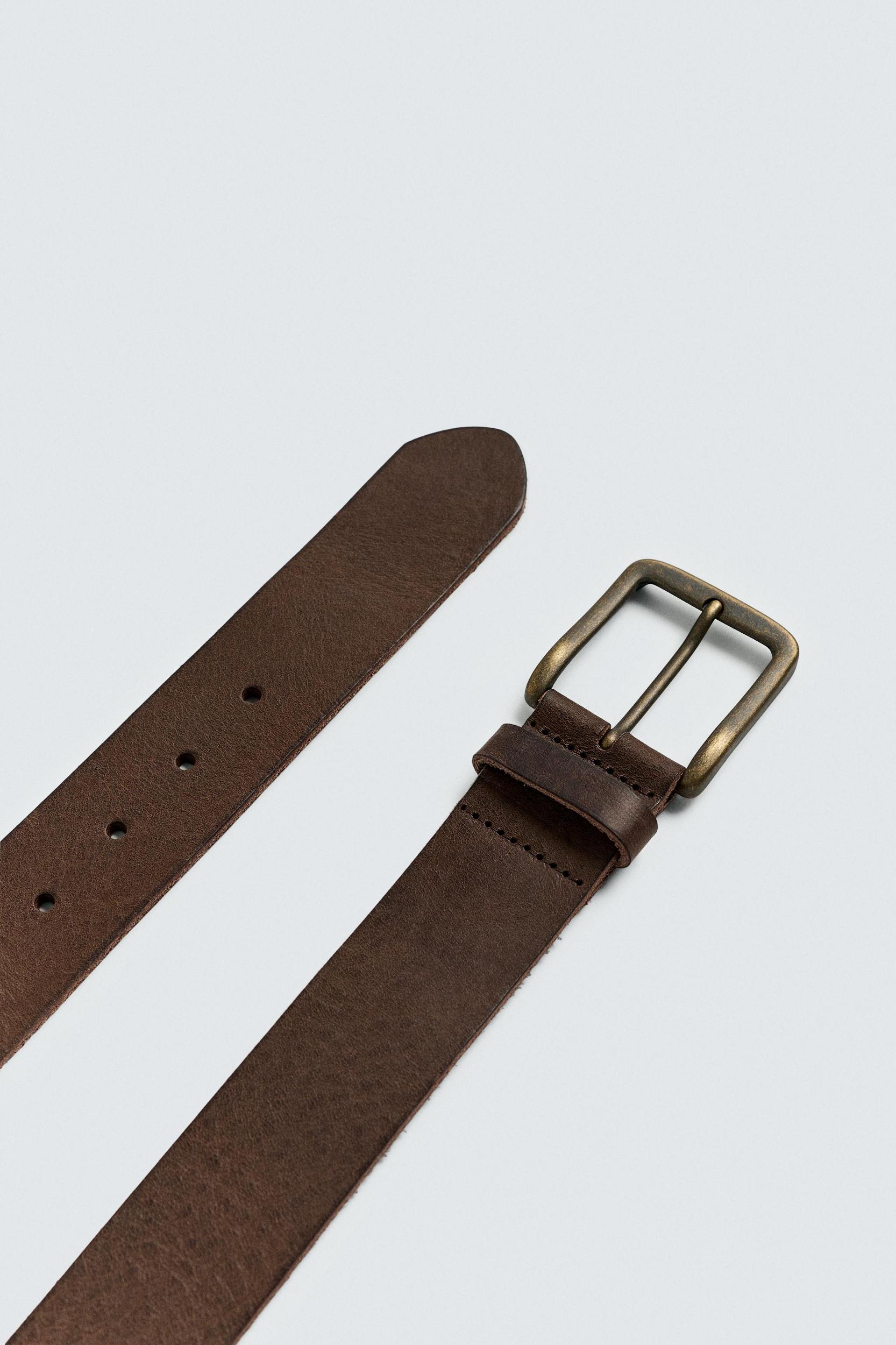 VINTAGE EFFECT LEATHER BELT Product Image