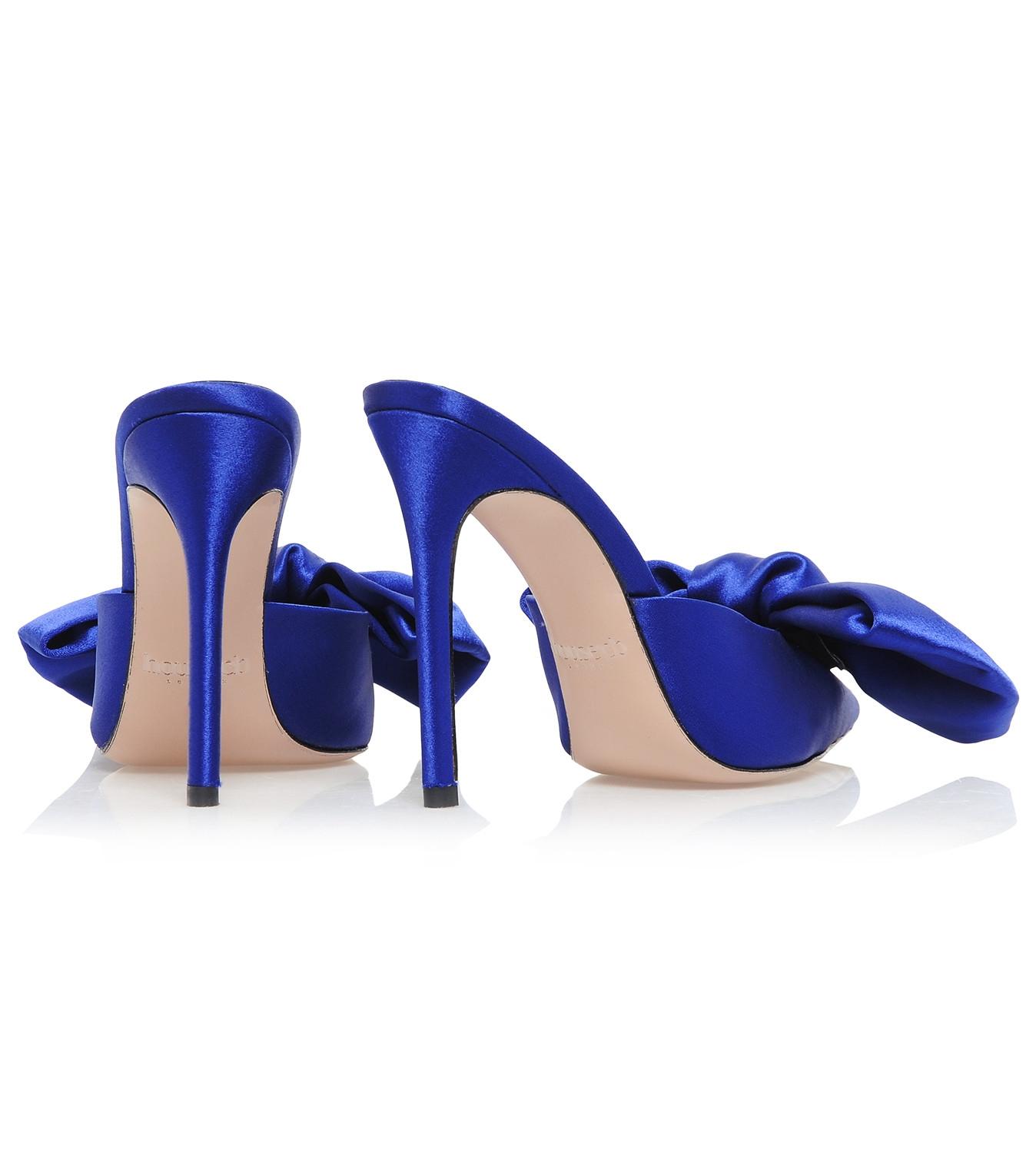 Beaubelle  cobalt blue oversized bow mules Product Image