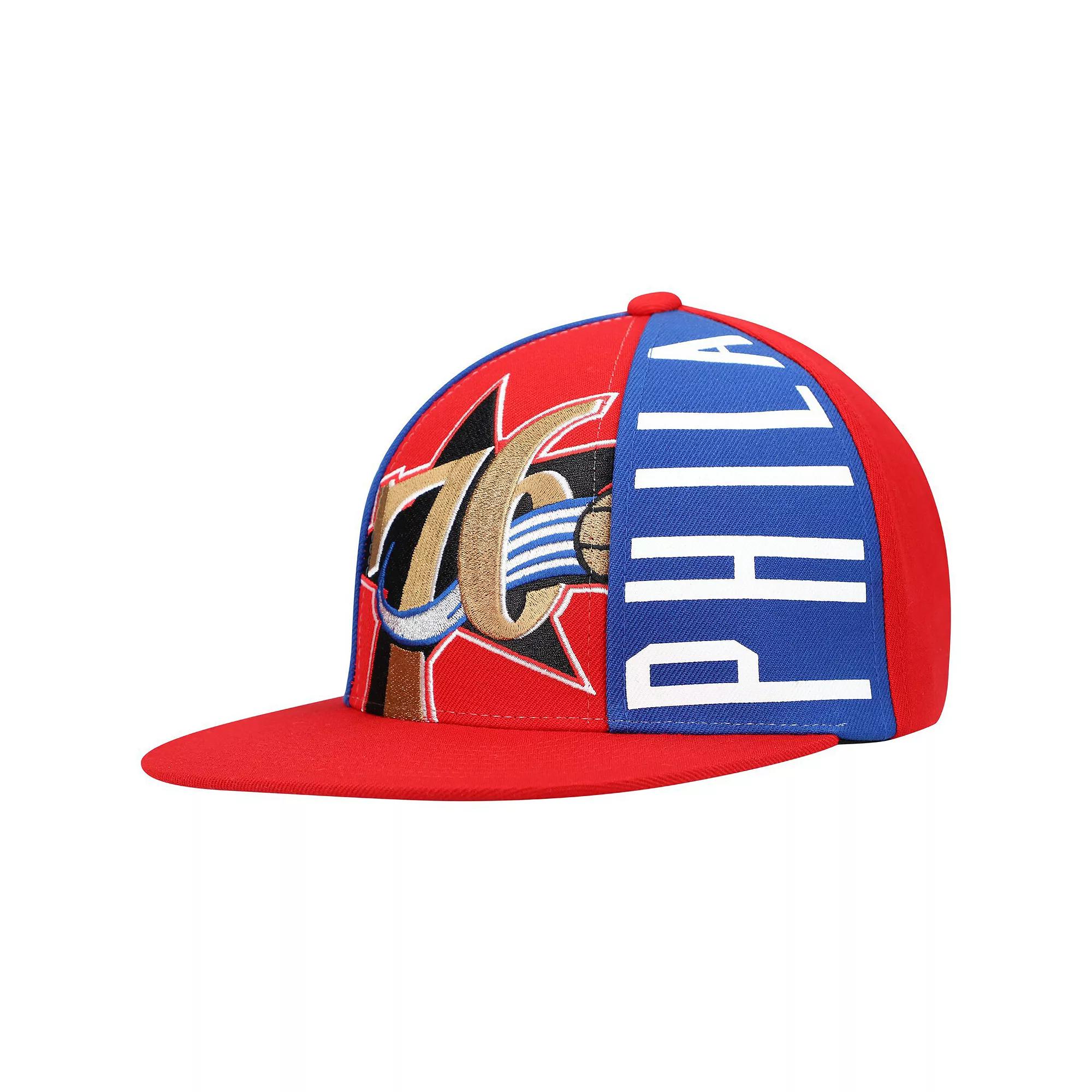 Men's Mitchell & Ness Red Philadelphia 76ers Hardwood Classics Big Face Callout Snapback Hat, 76r Red Product Image