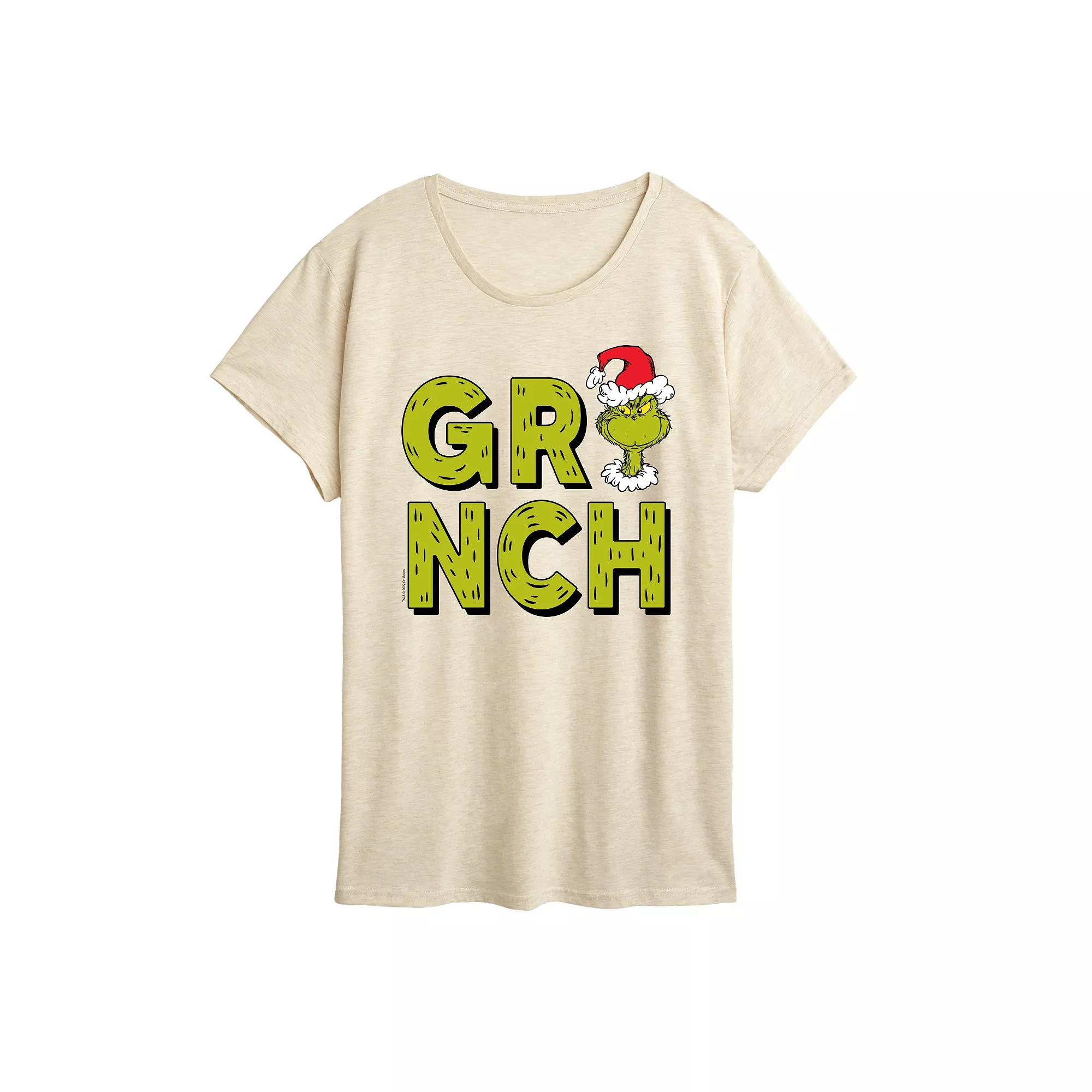 Women's Dr. Seuss Grinch Fur Letters Graphic Tee,  Product Image